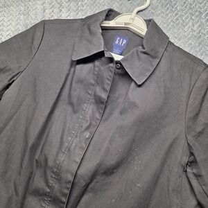 GAP Trench Field‎ Coat Men's Small Black Long Cotton YKK Zipper Y2K 2000s Preppy